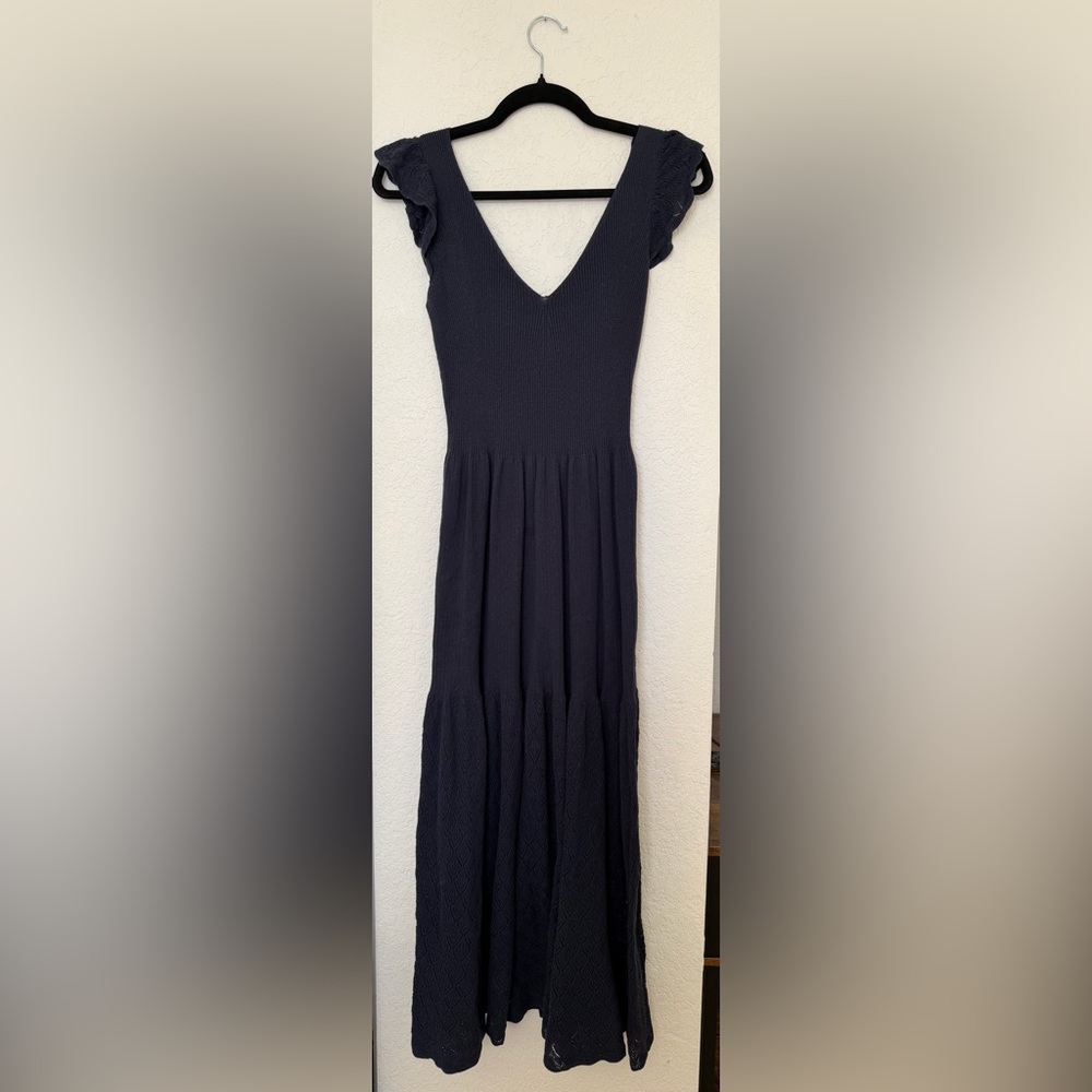 Rebecca Taylor La Vie Navy Soft Pointelle Maxi Dress in Small - Picture 2 of 6